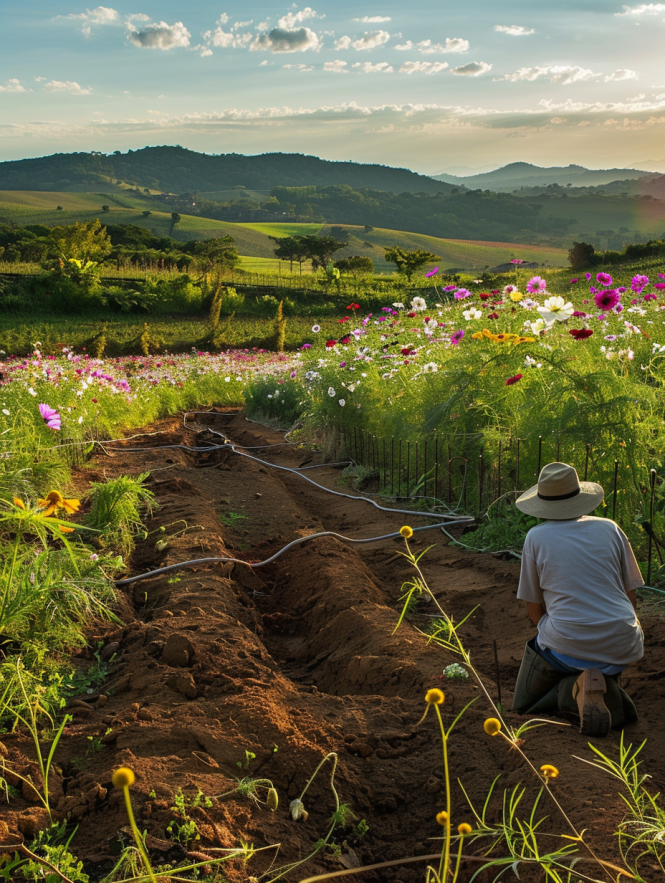 Reconstruir não tem a aparência que você imaginou. Tem a aparência disso. Terra, esforço, e a beleza que ainda está chegando.