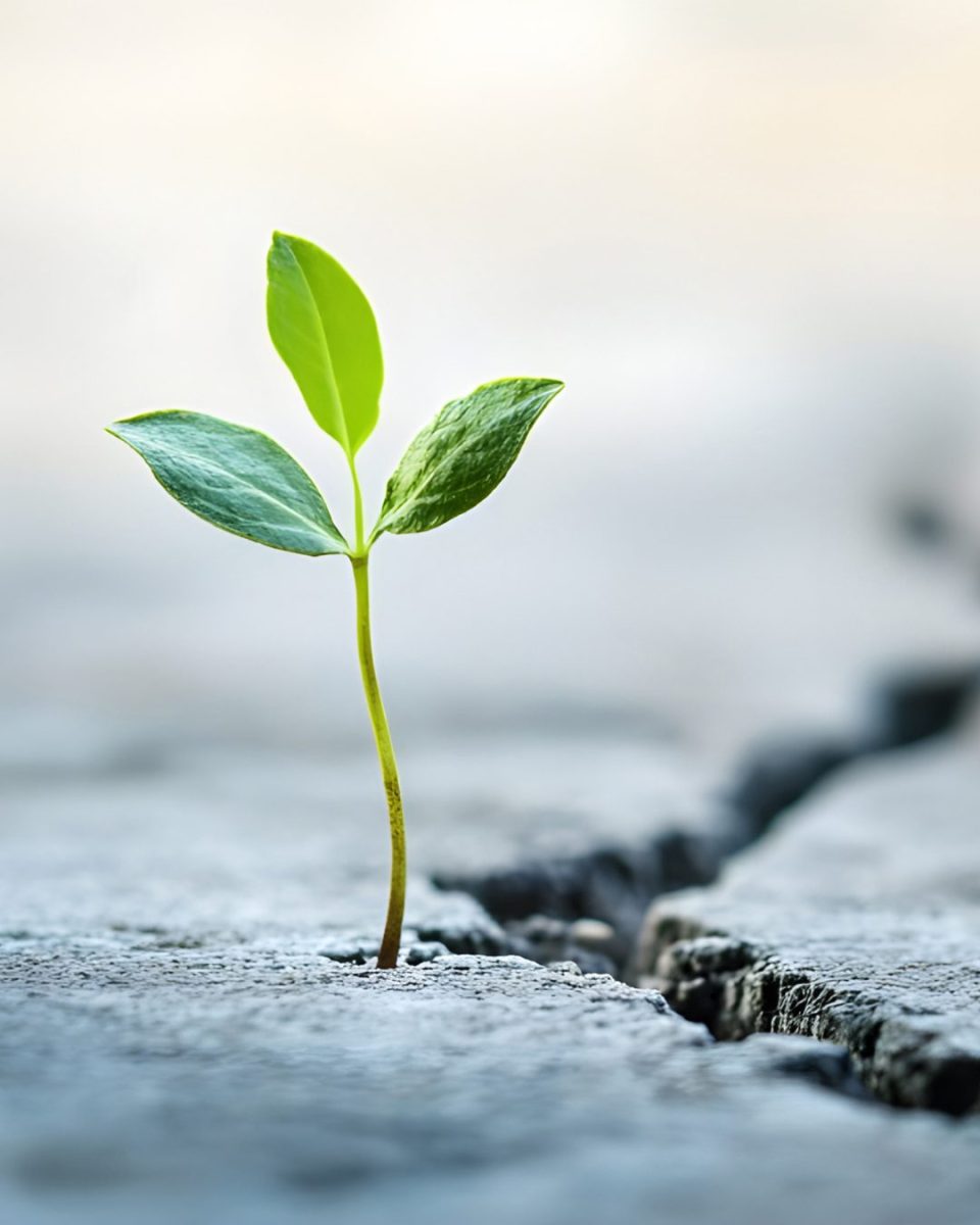 plant breaking htrough the soil